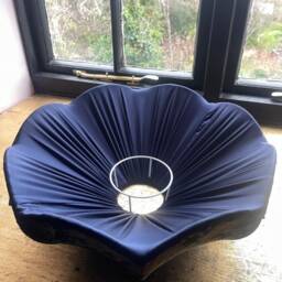 Handmade Art Deco Fringe Lampshade Navy Blue Velvet, 16 - thumbnail 2
