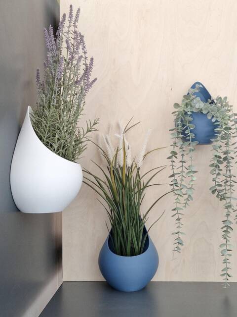 Hydrangea Blue Wall Planter, Modern 3D Printed Plant Pot - image 1