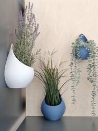 Hydrangea Blue Wall Planter, Modern 3D Printed Plant Pot