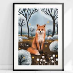 A2 A3 A4 A5 Fox Art Print - Fantasy Art Poster Enchanted Forest Living Room Decor Whimsical - Nursery Gift - thumbnail 4