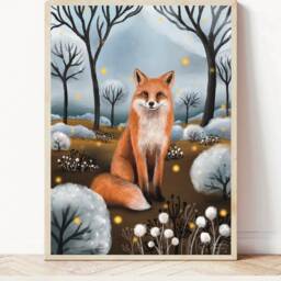 A2 A3 A4 A5 Fox Art Print - Fantasy Art Poster Enchanted Forest Living Room Decor Whimsical - Nursery Gift - thumbnail 3