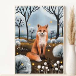 A2 A3 A4 A5 Fox Art Print - Fantasy Art Poster Enchanted Forest Living Room Decor Whimsical - Nursery Gift - thumbnail 2