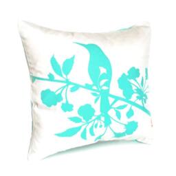 Mint Green Print On Off White Blooming Blossom-Mini 10.5 Inches Square Pillow - thumbnail 2