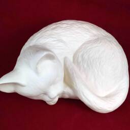 Ceramic Ready To Paint Curled Sleeping Kitty Cat, 7 1/2 - 8 Inches Long, Handmade, Ceramic Bisque - thumbnail 2