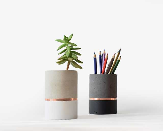 Concrete Pencil Holder, Planter For Succulent, Elegance Home Decor, Cement Office Organizer - image 1