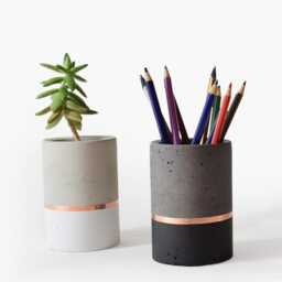 Concrete Pencil Holder, Planter For Succulent, Elegance Home Decor, Cement Office Organizer - thumbnail 2