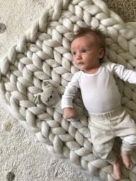 "Chunky Knit Baby Blanket. The Finest 100% Merino Wool. Handmade in The Usa. Size 25""x45"