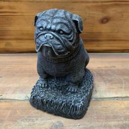 Stone Garden Sitting Bulldog Dog Union Jack Statue Ornament - thumbnail 2