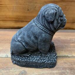 Stone Garden Sitting Bulldog Dog Union Jack Statue Ornament - thumbnail 3