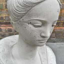 Concrete Woman Bust Statue Modern Female Face Figurine Outdoor Garden Decor Handmade Cement Lady Ornament Stone Sculpture Yard Art - thumbnail 4
