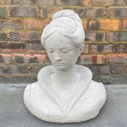 Concrete Woman Bust Statue Modern Female Face Figurine Outdoor Garden Decor Handmade Cement Lady Ornament Stone Sculpture Yard Art - thumbnail 1