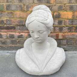 Concrete Woman Bust Statue Modern Female Face Figurine Outdoor Garden Decor Handmade Cement Lady Ornament Stone Sculpture Yard Art - thumbnail 3