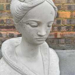 Concrete Woman Bust Statue Modern Female Face Figurine Outdoor Garden Decor Handmade Cement Lady Ornament Stone Sculpture Yard Art - thumbnail 2