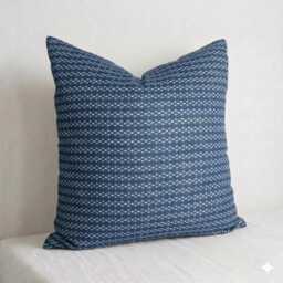 Indigo Striped Woven Pillow Cover, Lanna Hmong Cotton, 20 - thumbnail 1