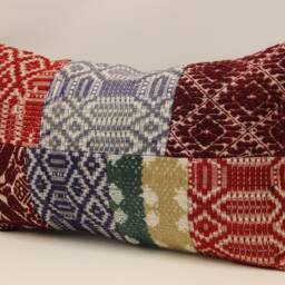 Handmade Vintage Turkish Wool Lumbar Pillow Cover, Boho Cushion - 12x20 In - thumbnail 3
