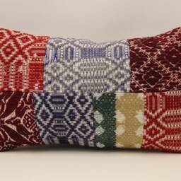 Handmade Vintage Turkish Wool Lumbar Pillow Cover, Boho Cushion - 12x20 In - thumbnail 2