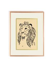 Lion Arabic Calligraphy Art Print - Ali Ibn Abi Talib Poetry - thumbnail 1