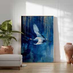 Cranes Flying Poster, Japanese Art Print, Traditional Ink Painting, Elegant Bird Art, Nature Wall Decor, Oriental Landscape - thumbnail 2