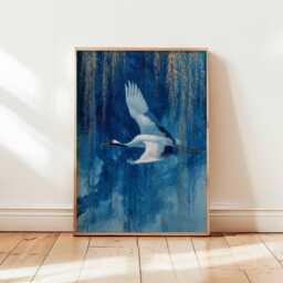 Cranes Flying Poster, Japanese Art Print, Traditional Ink Painting, Elegant Bird Art, Nature Wall Decor, Oriental Landscape - thumbnail 1