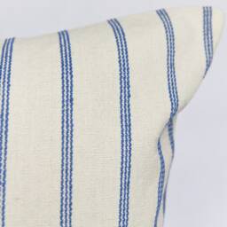 Handmade Beige & Dark Blue Coastal Striped Cushion Cover - Stripe Farmhouse Country Pillow - thumbnail 2