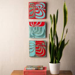 Mod Blossom Tile Wall Art - One- Choose From 3 Patterns, 8 Inch Square Mounted - Made To Order By Romy & Clare - thumbnail 1