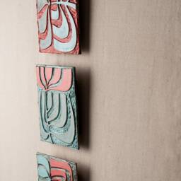 Mod Blossom Tile Wall Art - One- Choose From 3 Patterns, 8 Inch Square Mounted - Made To Order By Romy & Clare - thumbnail 3