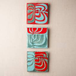 Mod Blossom Tile Wall Art - One- Choose From 3 Patterns, 8 Inch Square Mounted - Made To Order By Romy & Clare - thumbnail 2