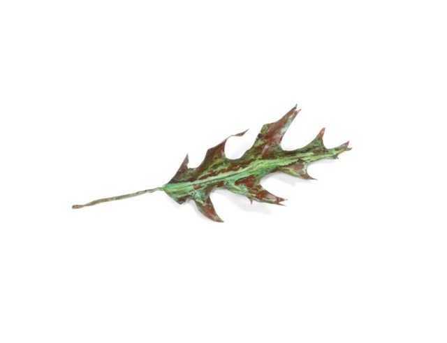 Handmade Copper Oak Leaf Sculpture Green Patina Metal Art - image 1