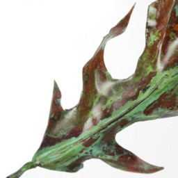 Handmade Copper Oak Leaf Sculpture Green Patina Metal Art - thumbnail 3