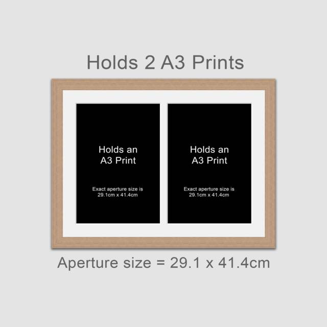 Large Multi Photo Frame To Hold 2 A3 Prints Or Photos in A 30mm Wide Oak Veneer Wooden - image 1