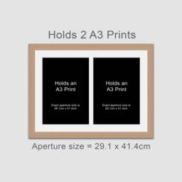 Large Multi Photo Frame To Hold 2 A3 Prints Or Photos in A 30mm Wide Oak Veneer Wooden - thumbnail 1
