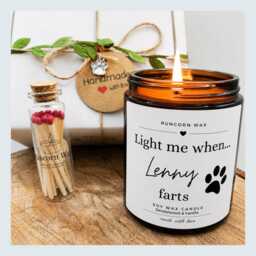 Light Me When Dog Farts Funny Candle Personalised For Owner Custom Birthday Present Mum Dad Lover Gift Paw Prints Print Name
