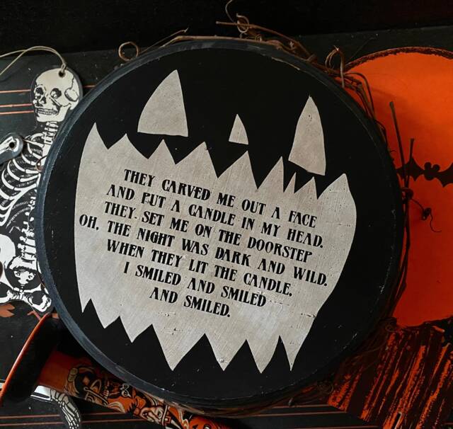 Retro Jack O Lantern Sign, Solid Wood Halloween Decor - image 1
