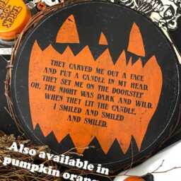 Retro Jack O Lantern Sign, Solid Wood Halloween Decor - thumbnail 2