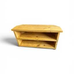 Rustic Handmade Corner Tv Stand With Shelves & Back - thumbnail 3
