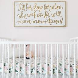 Boho Cactus Fitted Crib Sheet Pink, Green, Mint Floral Nursery - thumbnail 3