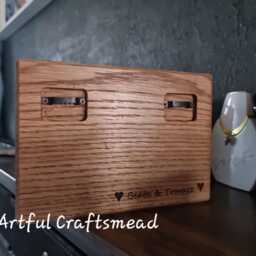 Personalized Oak Wood Key Holder - Wall-Mounted Rack With Engraving Home Sweet Gift - thumbnail 4
