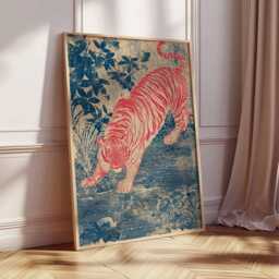 Japanese Tiger Poster, Vintage Asian Wall Art, Minimalist Zen Print, Animal Artwork, Oriental Nature Decor, Modern Jungle Illustration - thumbnail 2