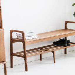 Mid Century Bench, Entryway Shoe Storage, Wood Scandinavian Storage Handmade Furniture - thumbnail 2