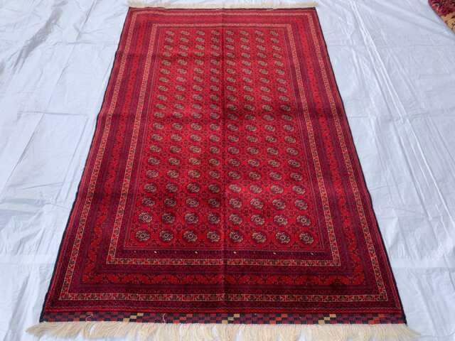Red Afghan Rug Handwoven Beljik Khwaja Roshnai Wool Carpet - 6.4x4.1 Ft - image 1