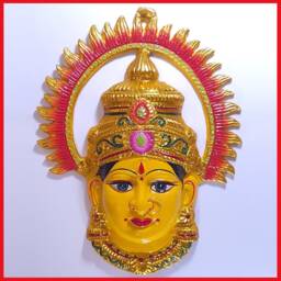 Goddess Lakshmi/Gauri - For Varalakshmi Pooja , Diwali Or Wall Hanging Face With Nose Ring, Solid Alloy - thumbnail 2