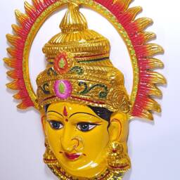 Goddess Lakshmi/Gauri - For Varalakshmi Pooja , Diwali Or Wall Hanging Face With Nose Ring, Solid Alloy - thumbnail 3
