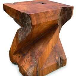 Solid Teak Z Shaped Twist Stool Or Lamp Table 40cm - thumbnail 4