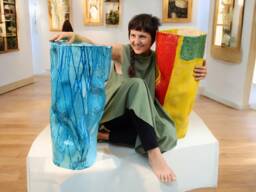 A Huge Turquoise Ceramic Vase, Lovingly Handcrafted By Nevenka Martinello. 70 cm Tall. Precious Piece, Perfect For An Elegant Home