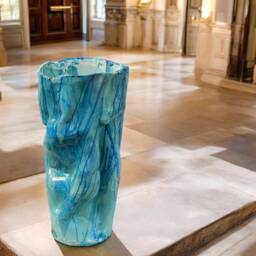 A Huge Turquoise Ceramic Vase, Lovingly Handcrafted By Nevenka Martinello. 70 cm Tall. Precious Piece, Perfect For An Elegant Home - thumbnail 2