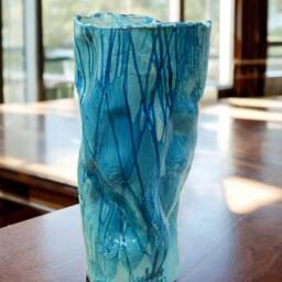 A Huge Turquoise Ceramic Vase, Lovingly Handcrafted By Nevenka Martinello. 70 cm Tall. Precious Piece, Perfect For An Elegant Home - thumbnail 3