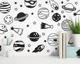 Space Wall Decals - Nursery Decals, Star Planet Kids Room Decor, Removable Stickers - thumbnail 1