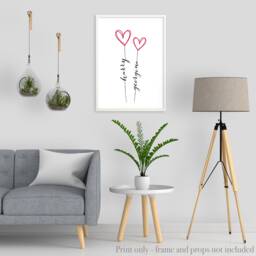 Personalised Valentines Day Gift For Fiance, Boyfriend, Girlfriend, Husband Or Wife. Heart Balloons With Names Print. Modern Wedding Present - thumbnail 1