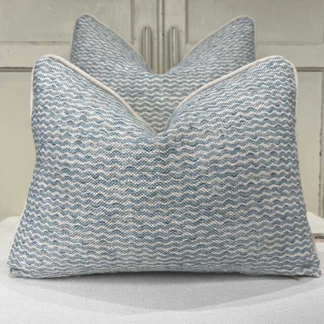 Cushions Made in Fermoie Popple Luxury Designer Decorative Pale Blue Neutral Linen Cushion Pillow Throw Cover - image 1