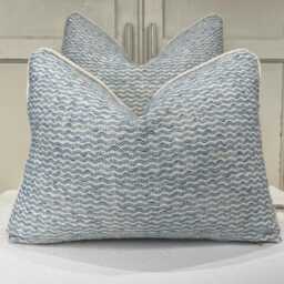 Cushions Made in Fermoie Popple Luxury Designer Decorative Pale Blue Neutral Linen Cushion Pillow Throw Cover - thumbnail 1